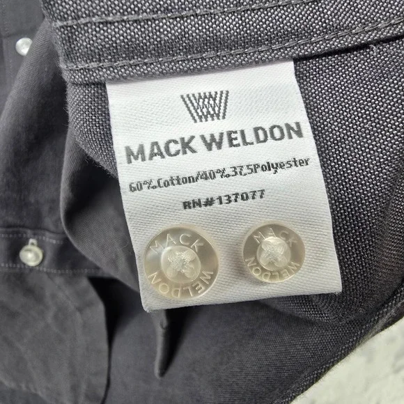 Mack Weldon Men's Oxford‎ Button-Down Dress Shirt Long Sleeve Gray Large - Picture 7 of 10